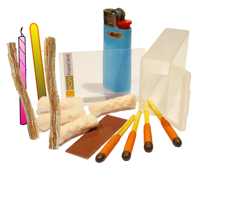 compact fire kit, mini fire starting kit acw, tiny fire making kit