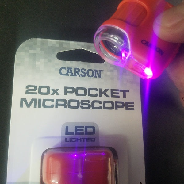 MicroMini™ 20x Pocket Microscope with UV and LED Flashlight, Orange